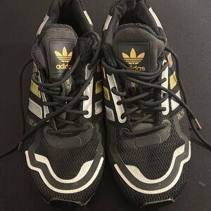 Used Adidas ZX 750 Black and Gold Sneakers